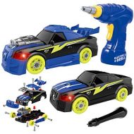 [아마존베스트]GILOBABY Take Apart Racing Car, STEM Toys 26 Pieces Assembly Car Toys with Drill Tool, Lights and Sounds, Christmas Gifts for Kids