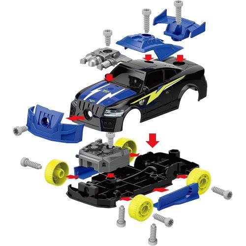  [아마존베스트]GILOBABY Take Apart Racing Car, STEM Toys 26 Pieces Assembly Car Toys with Drill Tool, Lights and Sounds, Christmas Gifts for Kids