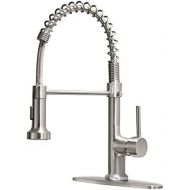 GIMILI Kitchen Sink Faucet Single Handle Pull Down Sprayer Commercial Spring Kitchen Faucet Brushed Nickel with Deck Plate