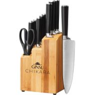 Ginsu Gourmet Chikara Series Forged 12-Piece Japanese Steel Knife Set ? Cutlery Set with 420J Stainless Steel Kitchen Knives ? Bamboo Finish Block,