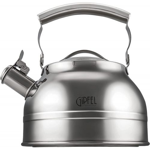 Gipfel International Whistling Tea Kettle Stovetop - Food Grade Stainless Steel Teapot for Stove Top with Ergonomic Handle for Gas, Induction, Electric Stovetops 2.3 Quart