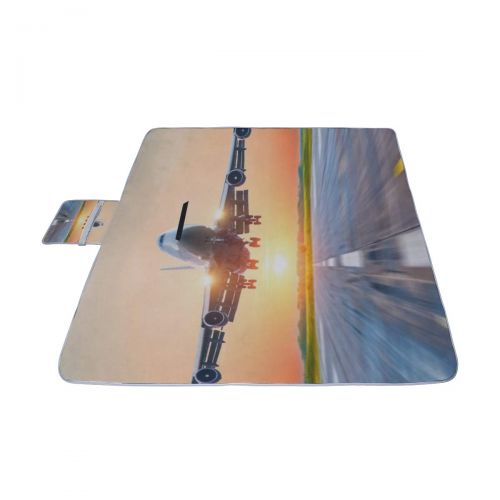  GIRLOS Airplane Flying in The Sunset Picnic Mat 57（144cm） x59（150cm） Picnic Blanket Beach Mat with Waterproof for Kids Picnic Beaches and Outdoor Folded Bag