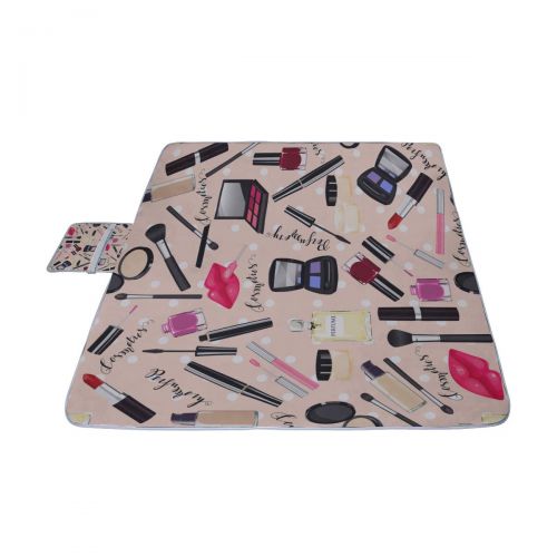  GIRLOS Cosmetics Make Up Products Set Picnic Mat 57（144cm） x59（150cm） Picnic Blanket Beach Mat with Waterproof for Kids Picnic Beaches and Outdoor Folded Bag