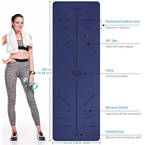  [아마존베스트]GISALA TPE Non-Slip Yoga Mat, Fitness Mat, Gym Mat, Training Mat for Yoga - Easy-Care with Carrying Strap and Bag