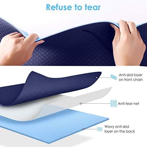  [아마존베스트]GISALA TPE Non-Slip Yoga Mat, Fitness Mat, Gym Mat, Training Mat for Yoga - Easy-Care with Carrying Strap and Bag