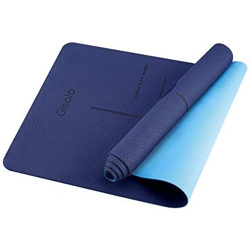  [아마존베스트]GISALA TPE Non-Slip Yoga Mat, Fitness Mat, Gym Mat, Training Mat for Yoga - Easy-Care with Carrying Strap and Bag