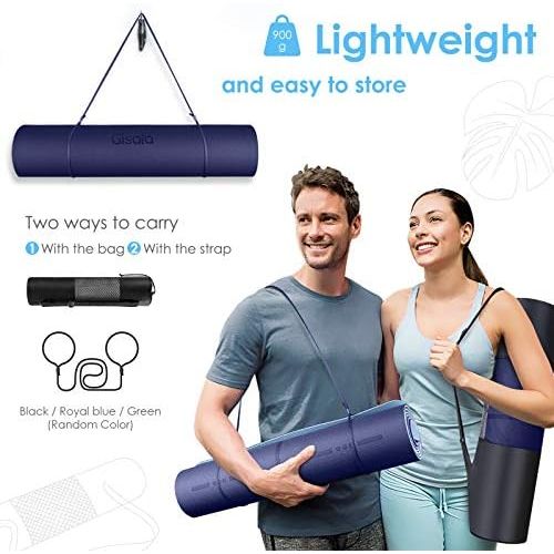  [아마존베스트]GISALA TPE Non-Slip Yoga Mat, Fitness Mat, Gym Mat, Training Mat for Yoga - Easy-Care with Carrying Strap and Bag