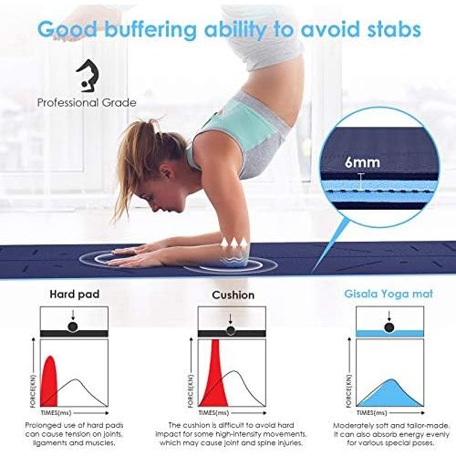  [아마존베스트]GISALA TPE Non-Slip Yoga Mat, Fitness Mat, Gym Mat, Training Mat for Yoga - Easy-Care with Carrying Strap and Bag