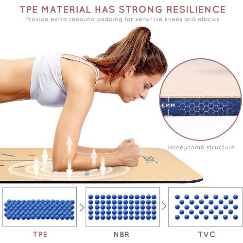  [아마존베스트]Gisala Yoga mat made of cork and natural rubber, Yoga mat, non-slip for gymnastics, Easy Care Yoga mat with carry trap (183 x 65 x 0.6 cm).