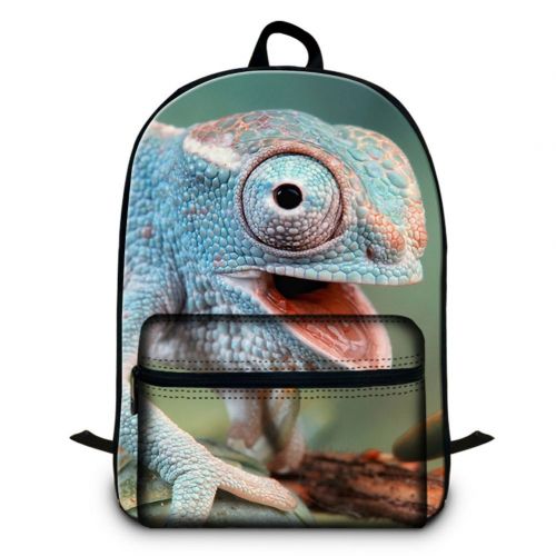  GIVE ME BAG Generic Chameleon 3D Print School Backpack for Teen Boys Mens Fashion Laptop Computer Backpack