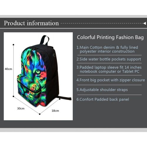  GIVE ME BAG Generic Chameleon 3D Print School Backpack for Teen Boys Mens Fashion Laptop Computer Backpack
