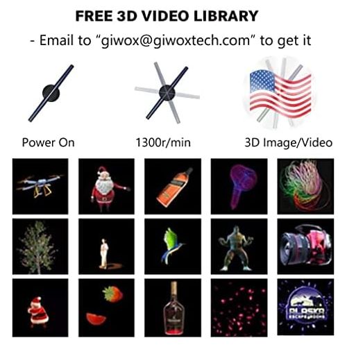  GIWOX Upgrade 3D Hologram Advertising Display Fan 16.5inch, 640P Hi-Resolution and WiFi Added - Holographic Projector Fan is Best for Business, Store, Shop, Bar, with Free 800pcs 3