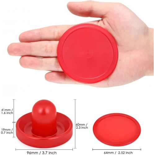  GIYOMI Light Weight Air Hockey Red Replacement Pucks & Slider Pusher Goalies for Game Tables, Accessories,Equipment (2 Striker, 4 Puck Pack)