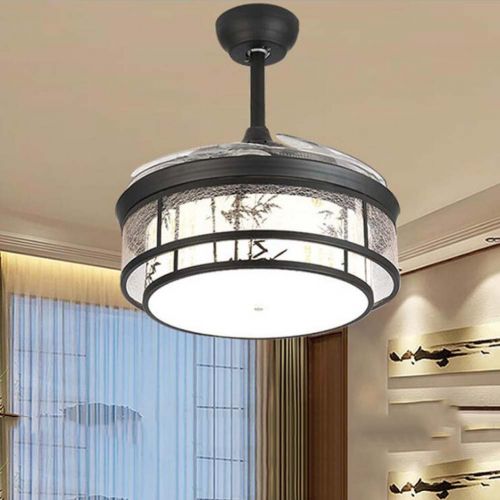  GJX Stealth Fan Light LED Living Room Study Bedroom Dining Room Ceiling Fan Light Wooden Fan Light Ceiling Fan Light ( Color : Wall control )