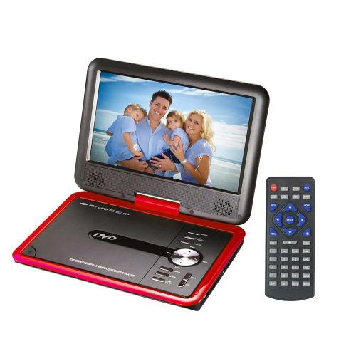  GJY 9.8 Portable DVD Players with 270° Swivel Screen Built-in Rechargeable Battery SD CardUSBGameMP3MP4MP5DVDCDPlayer,Happy Travel dvd players(Red)