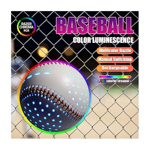  Light Up Baseball, Shining in The Dark, Baseball Gifts for Boys/Girls/Adults, Official Baseball Size and Weight,Baseball Accessories.