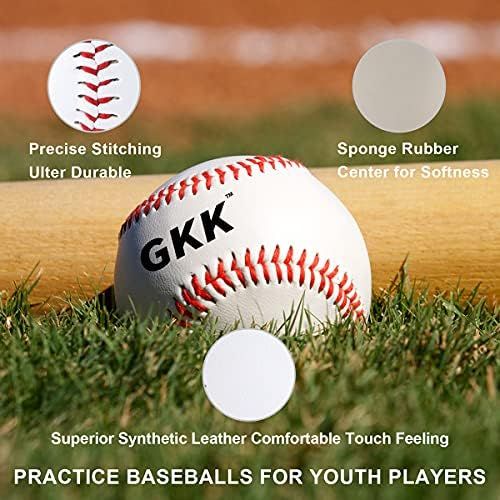  GKK Baseball 12 Pack Tballs Training Baseballs 9 inch TeeBall Safety Baseballs for Youth/Kids Baseball Soft Toss, Batting, Fielding, Hitting, Pitching, Practice(One Dozen)