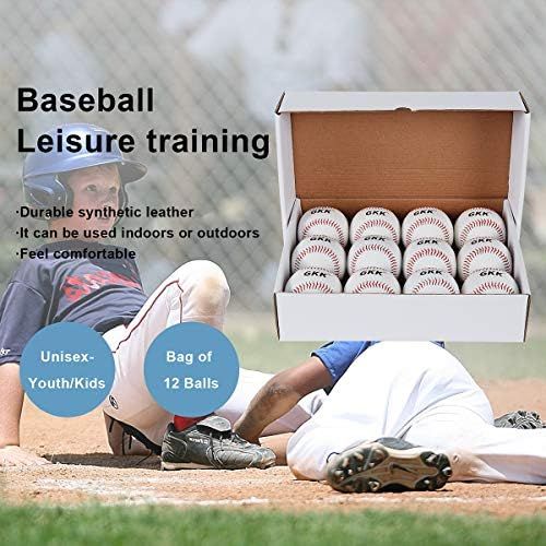  GKK Baseball 12 Pack Tballs Training Baseballs 9 inch TeeBall Safety Baseballs for Youth/Kids Baseball Soft Toss, Batting, Fielding, Hitting, Pitching, Practice(One Dozen)