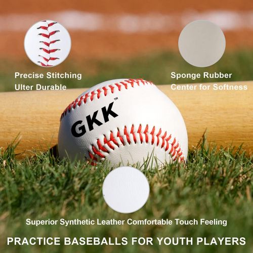  GKK Baseball 12 Pack Tballs Training Baseballs 9 inch TeeBall Safety Baseballs for Youth/Kids Baseball Soft Toss, Batting, Fielding, Hitting, Pitching, Practice(One Dozen)