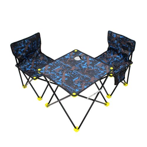  GKPLY Outdoor Folding Table and Chair Set - Picnic Casual Barbecue Table Camouflage Table and Two Chairs Set Portable Table and Chairs