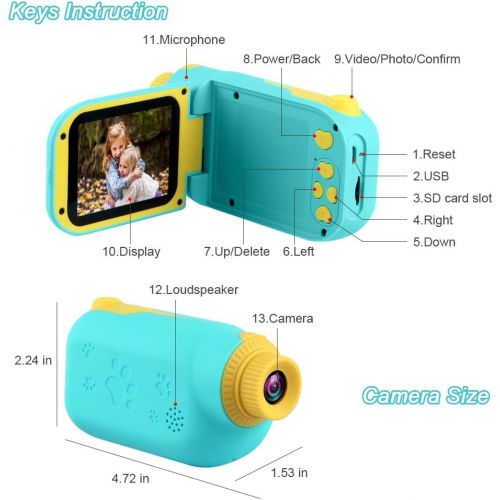  [아마존베스트]GKTZ Kids Video Camera Camcorder Digital Childrens Toys DV Cameras Recorder with 2.4 inch 1080P FHD Screen for Age 3-10 Year Old Boys Girls Birthday Gifts Including 32GB Memory Car