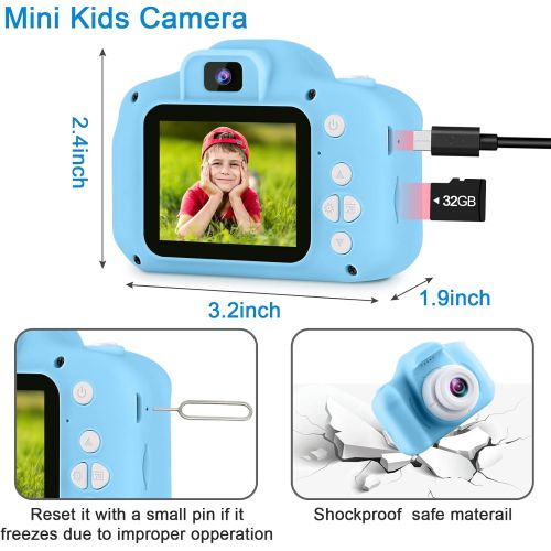  [아마존베스트]GKTZ Children’s Camera Digital Kids Cameras with 2 Inch IPS Screen Rechargeable Video Camcorder Camera Toys Gifts for 3  8 Year Old Boys and Girls Upgraded with 32GB Micro Memory