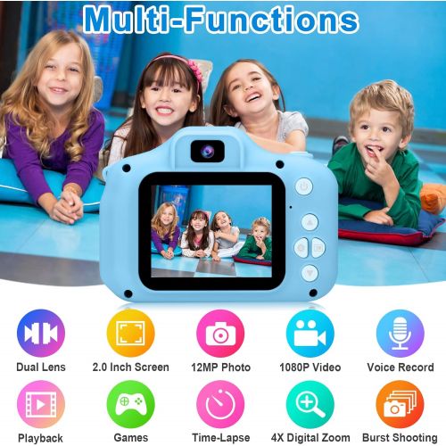  [아마존베스트]GKTZ Children’s Camera Digital Kids Cameras with 2 Inch IPS Screen Rechargeable Video Camcorder Camera Toys Gifts for 3  8 Year Old Boys and Girls Upgraded with 32GB Micro Memory