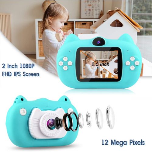  [아마존베스트]GKTZ Kids Camera Small Video Camcorder 12MP HD Digital Cameras with 2 inch Screen for Children ,Ideal Gift Toys for 3-8 Year Old Boys Girls - Blue