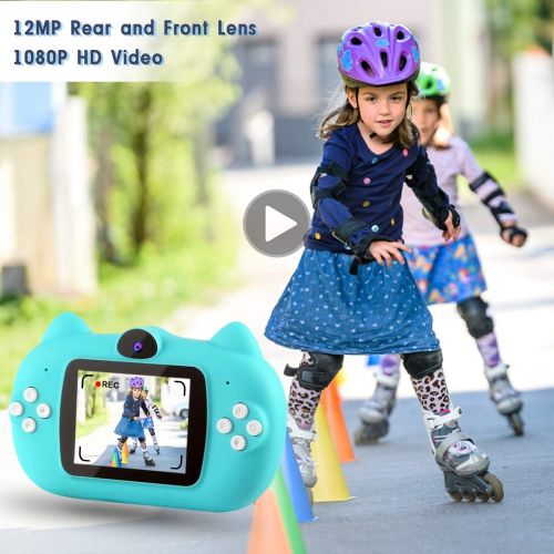  [아마존베스트]GKTZ Kids Camera Small Video Camcorder 12MP HD Digital Cameras with 2 inch Screen for Children ,Ideal Gift Toys for 3-8 Year Old Boys Girls - Blue