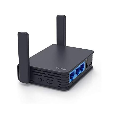  GL.iNet GL-AR750S-Ext Gigabit Travel AC Router (Slate), 300Mbps(2.4G)+433Mbps(5G) Wi-Fi, 128MB RAM, MicroSD Support, OpenWrtLEDE pre-Installed, Cloudflare DNS, Power Adapter and C