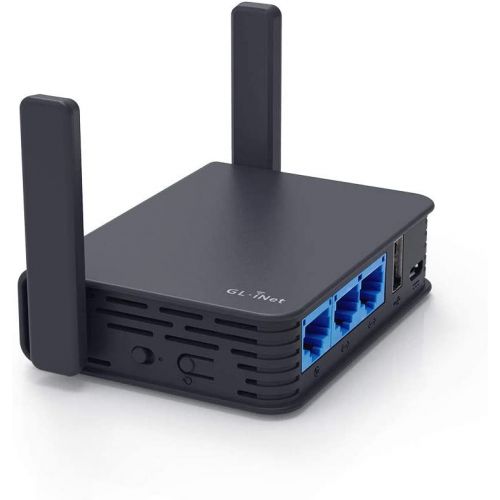  GL.iNet GL-AR750S-Ext Gigabit Travel AC Router (Slate), 300Mbps(2.4G)+433Mbps(5G) Wi-Fi, 128MB RAM, MicroSD Support, OpenWrtLEDE pre-Installed, Cloudflare DNS, Power Adapter and C