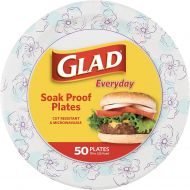 Glad Round Disposable Paper Plates for All Occasions | Soak Proof, Cut Proof, Microwaveable Heavy Duty Disposable Plates | 10 Diameter, 50 Count Bulk Paper Plates