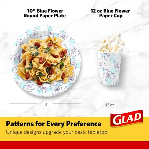  Glad Round Disposable Paper Plates for All Occasions | Soak Proof, Cut Proof, Microwaveable Heavy Duty Disposable Plates | 10 Diameter, 50 Count Bulk Paper Plates