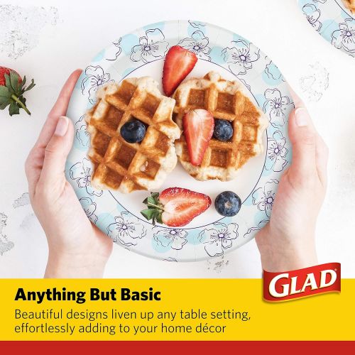  Glad Round Disposable Paper Plates for All Occasions | Soak Proof, Cut Proof, Microwaveable Heavy Duty Disposable Plates | 10 Diameter, 50 Count Bulk Paper Plates