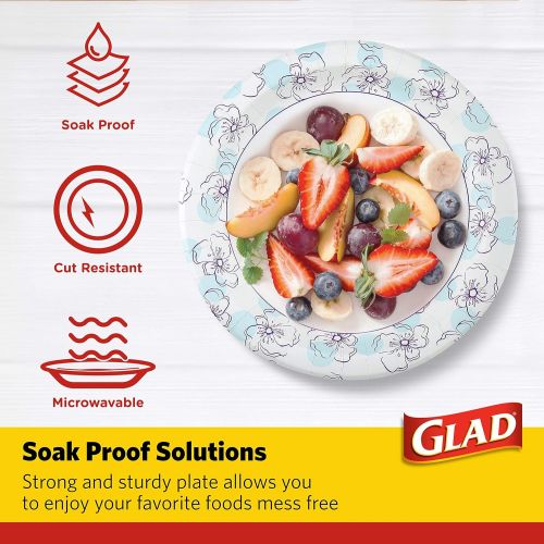  Glad Round Disposable Paper Plates for All Occasions | Soak Proof, Cut Proof, Microwaveable Heavy Duty Disposable Plates | 10 Diameter, 50 Count Bulk Paper Plates