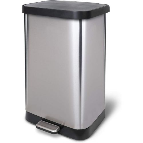  GLAD GLD-74507 Extra Capacity Stainless Steel Step Trash Can with Clorox Odor Protection of The Lid, Fits All 20G Garbage Waste Bags, 20 Gallon