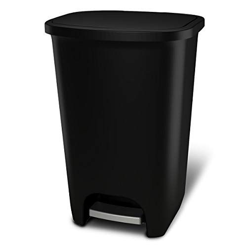  GLAD 75L Extra Capacity Plastic Step Can with CloroxTM Odor Protection | Fits All 20 Gallon Trash Bags, 75 Liter, Matte Black