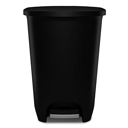  GLAD 75L Extra Capacity Plastic Step Can with CloroxTM Odor Protection | Fits All 20 Gallon Trash Bags, 75 Liter, Matte Black