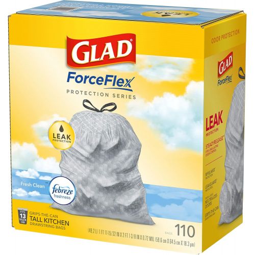  Glad Tall Kitchen Trash Bags, 13 Gal, 110 Ct