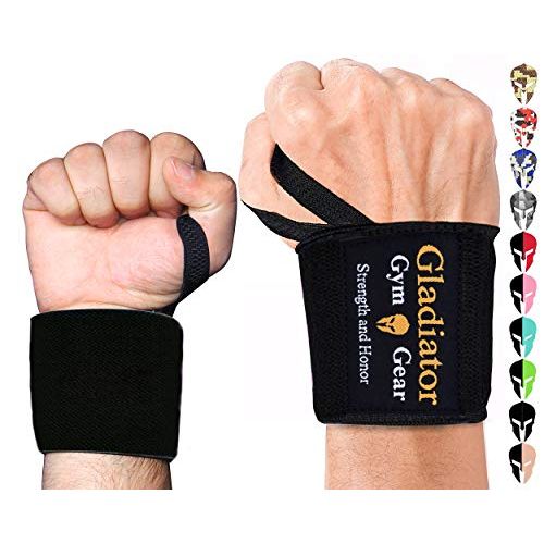  GLADIATOR GYM GEAR Weight Lifting Wrist Wraps with Thumb Loops - Wrist Support & Protection for Power Lifting Cross Training & Bodybuilding G3 Wrist Straps. Gladiator Gym Workout Gear for Men Women