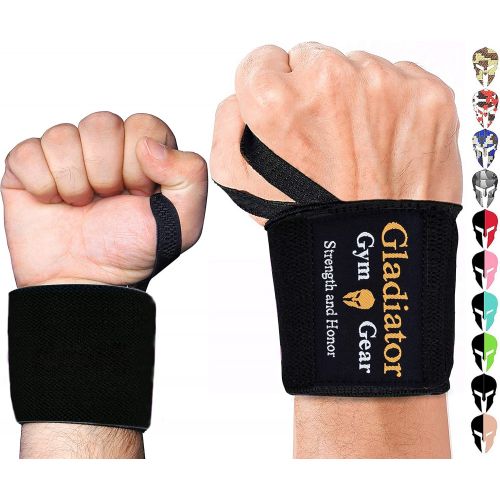  GLADIATOR GYM GEAR Weight Lifting Wrist Wraps with Thumb Loops - Wrist Support & Protection for Power Lifting Cross Training & Bodybuilding G3 Wrist Straps. Gladiator Gym Workout Gear for Men Women