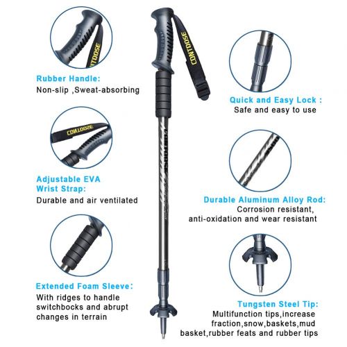  GLAF Trekking Poles Aluminum Telescopic Walking Stick Adjustable Ultralight Collapsible Climbing Hiking Poles for Mountaining Backpacking Walking Camping