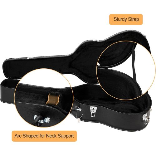  [아마존베스트]GLARRY 39 Classical Acoustic Guitar Hard Case Microgroove Protective Flat Case with Lock Latch Keys (Black)