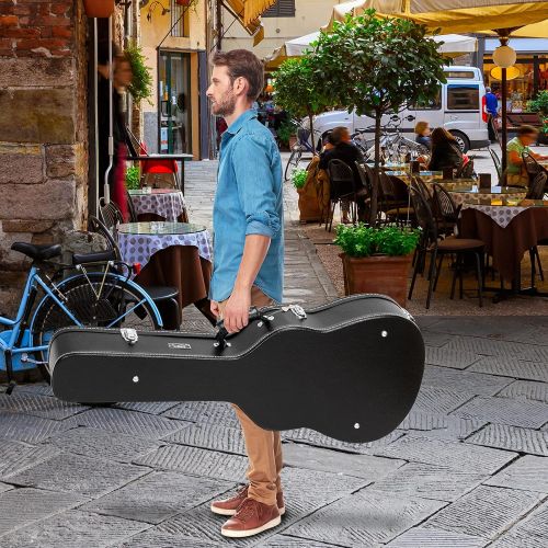  [아마존베스트]GLARRY 39 Classical Acoustic Guitar Hard Case Microgroove Protective Flat Case with Lock Latch Keys (Black)