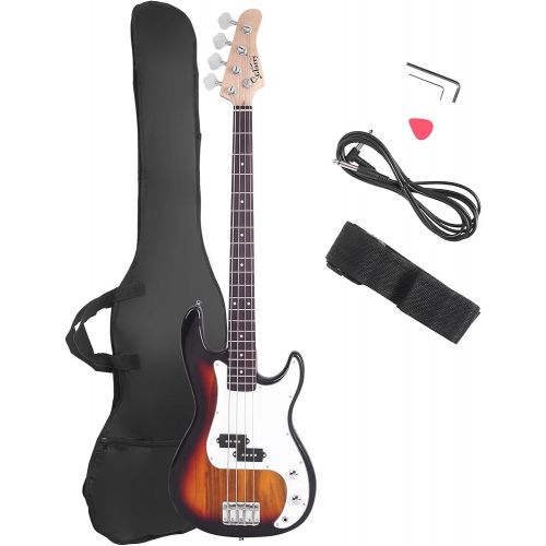  [아마존베스트]Glarry Electric Bass Guitar Full Size 4 String Rosewood Basswood Fire Style Exquisite Burning Bass (Sunset)