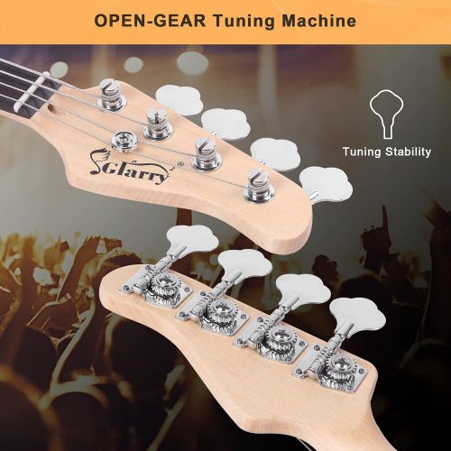  [아마존베스트]GLARRY 4 String GJazz Electric Bass Guitar Full Size Right Handed with Guitar Bag, Amp Cord and Beginner Kits (Sunset)…