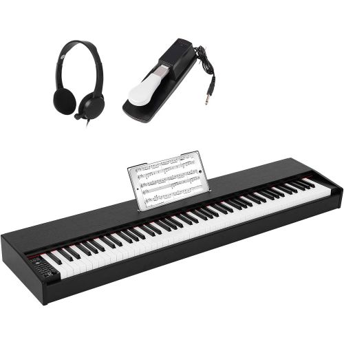  [아마존베스트]GLARRY Portable 88-Key Home Full Weighted Hammer Heavy Action Digital Piano for All Experience Levels, Electric Keyboards Piano w/Sustain Pedal, Power Adapter, Headphone (Black)