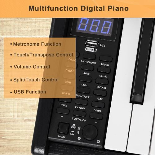  [아마존베스트]GLARRY Portable 88-Key Home Full Weighted Hammer Heavy Action Digital Piano for All Experience Levels, Electric Keyboards Piano w/Sustain Pedal, Power Adapter, Headphone (Black)