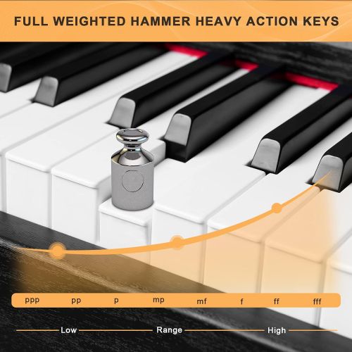  [아마존베스트]GLARRY Portable 88-Key Home Full Weighted Hammer Heavy Action Digital Piano for All Experience Levels, Electric Keyboards Piano w/Sustain Pedal, Power Adapter, Headphone (Black)