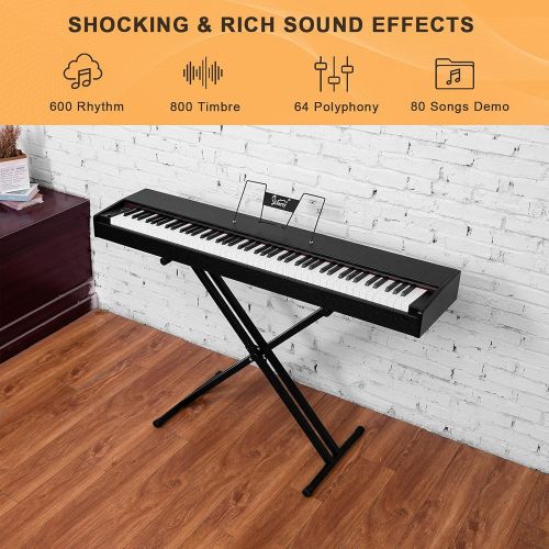  [아마존베스트]GLARRY Portable 88-Key Home Full Weighted Hammer Heavy Action Digital Piano for All Experience Levels, Electric Keyboards Piano w/Sustain Pedal, Power Adapter, Headphone (Black)